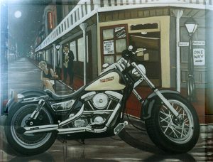 'New Orleans Bike' 80 x 100 cm. Olieverf op paneel.