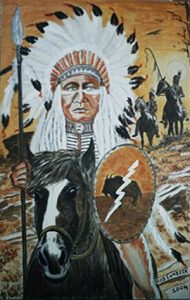 Western paneel 4 'Ten strijde!' (Sioux) Acrylverf